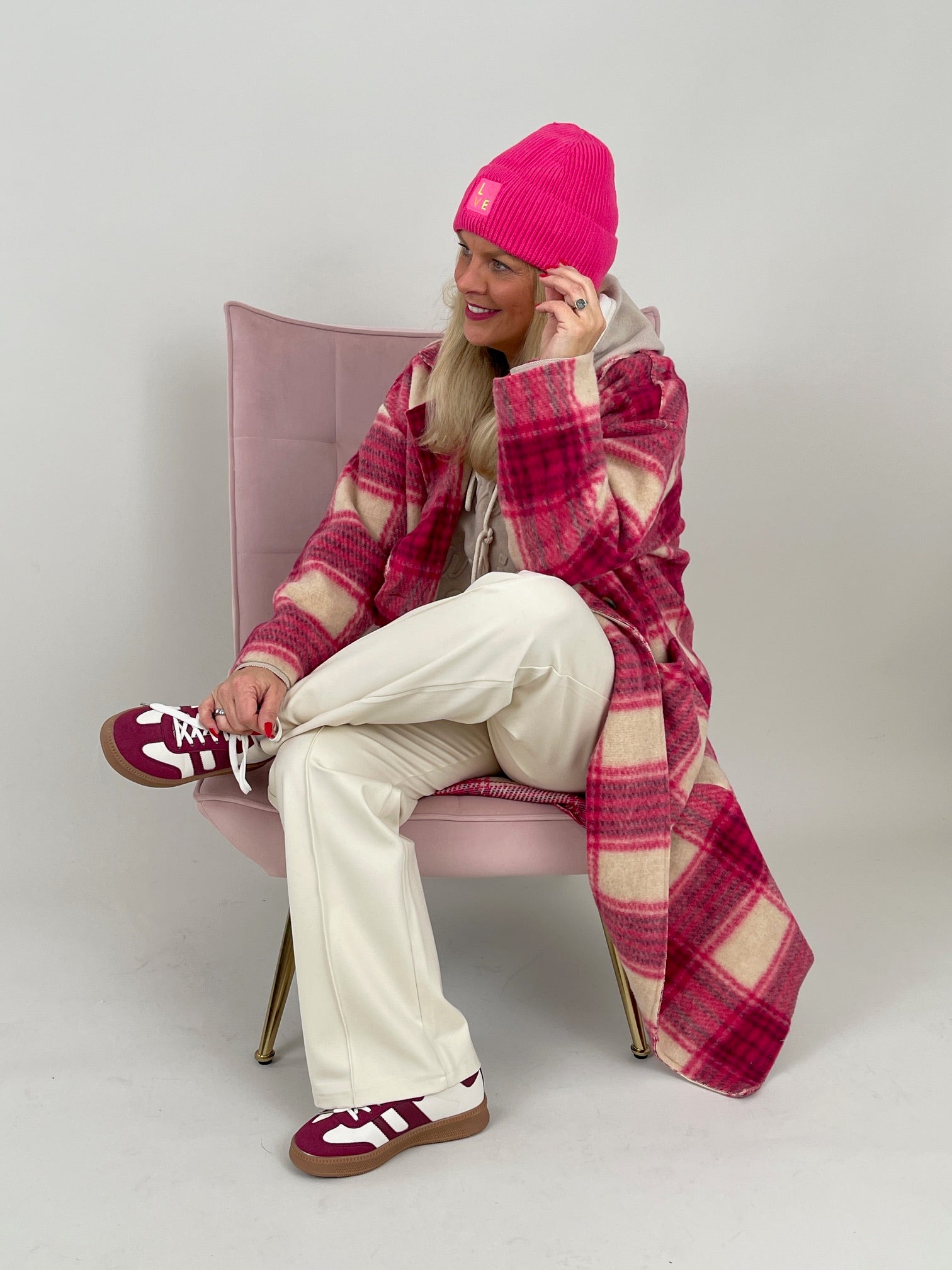 Mantel Karo Muster in Pink Artikel 6565