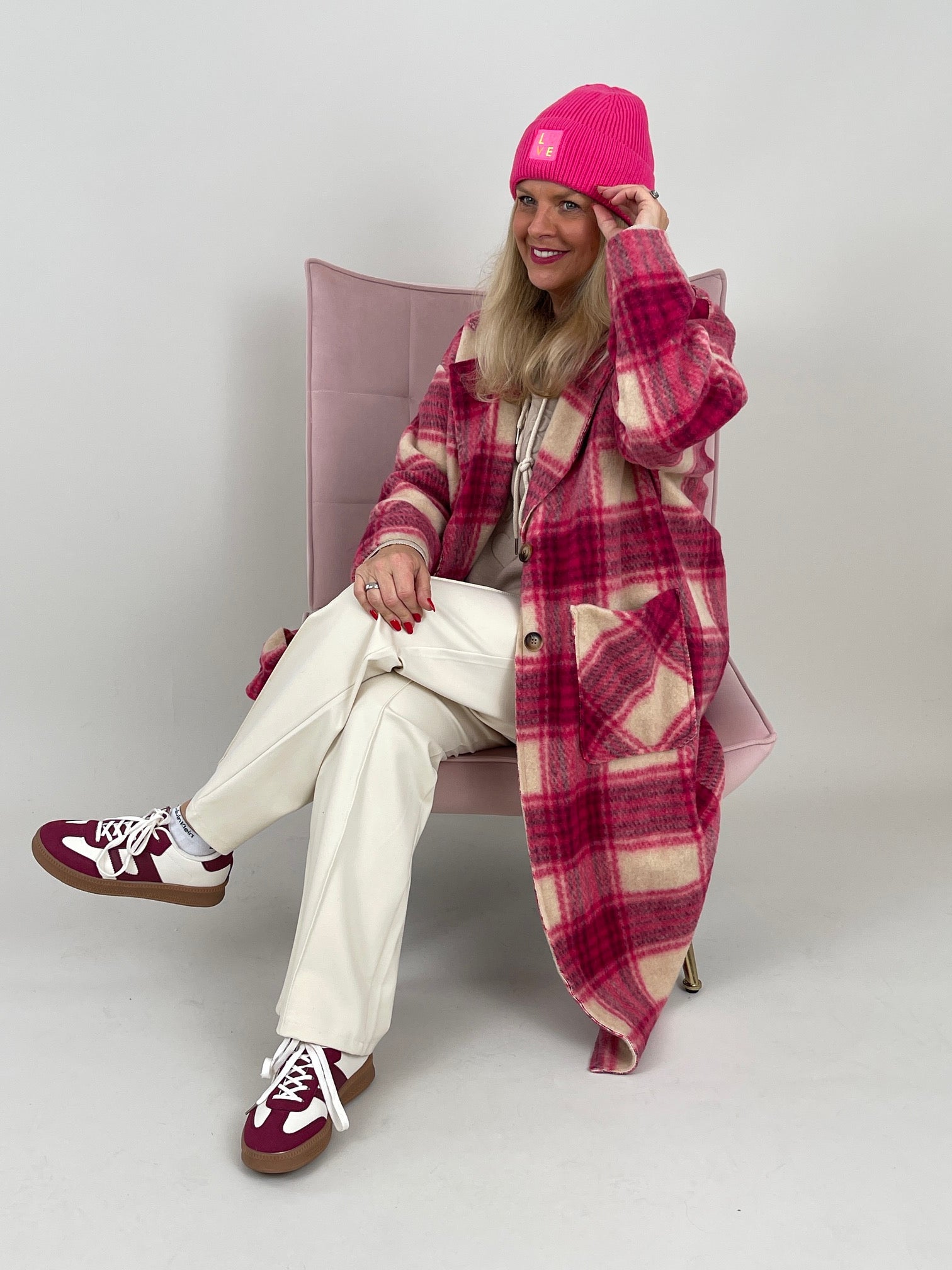 Mantel Karo Muster in Pink Artikel 6565