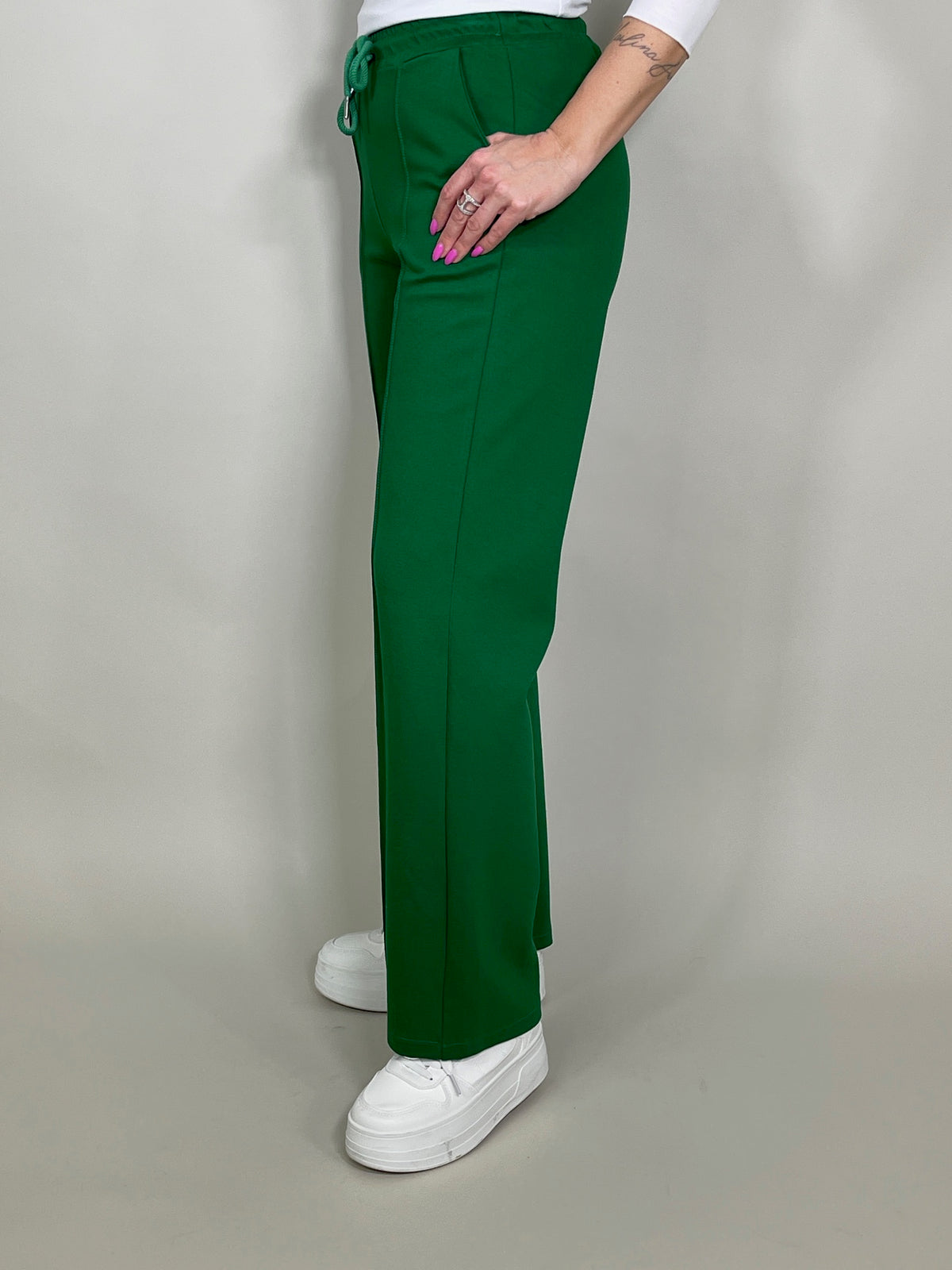 Palazzo-Hose Classic mit Bügelfalte in Grün