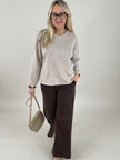 Sweatshirt Soft mit Nieten in Beige Art. 6761