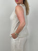 Top Leinen mit Spitze in Beige