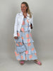 Kleid Musselin in Hellblau/Orange