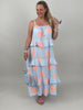 Kleid Musselin in Hellblau/Orange