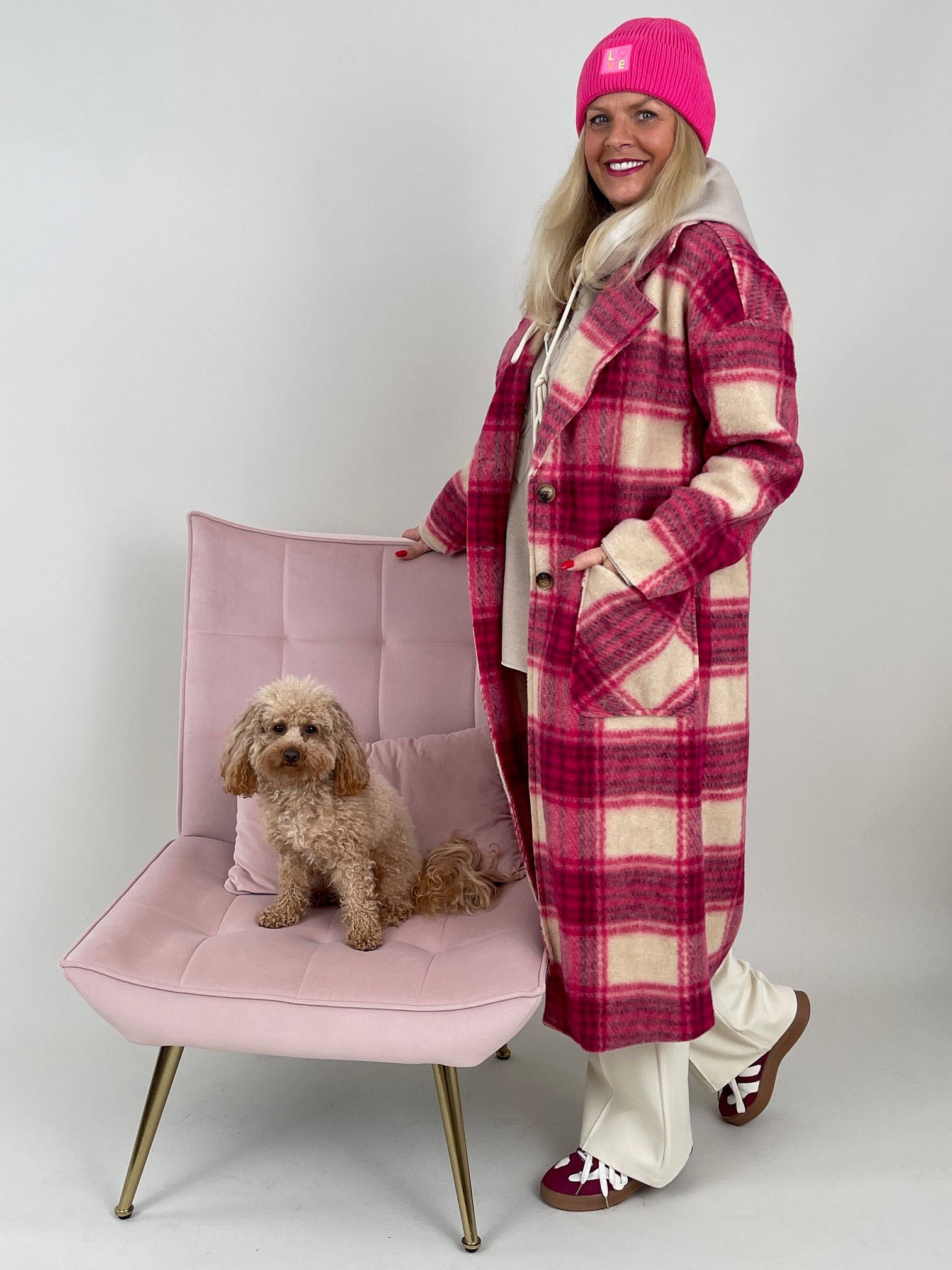 Mantel Karo Muster in Pink Artikel 6565