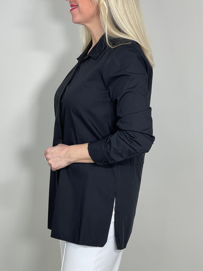 Bluse Classic mit verdeckter Knopfleiste in Schwarz Artikel 5373