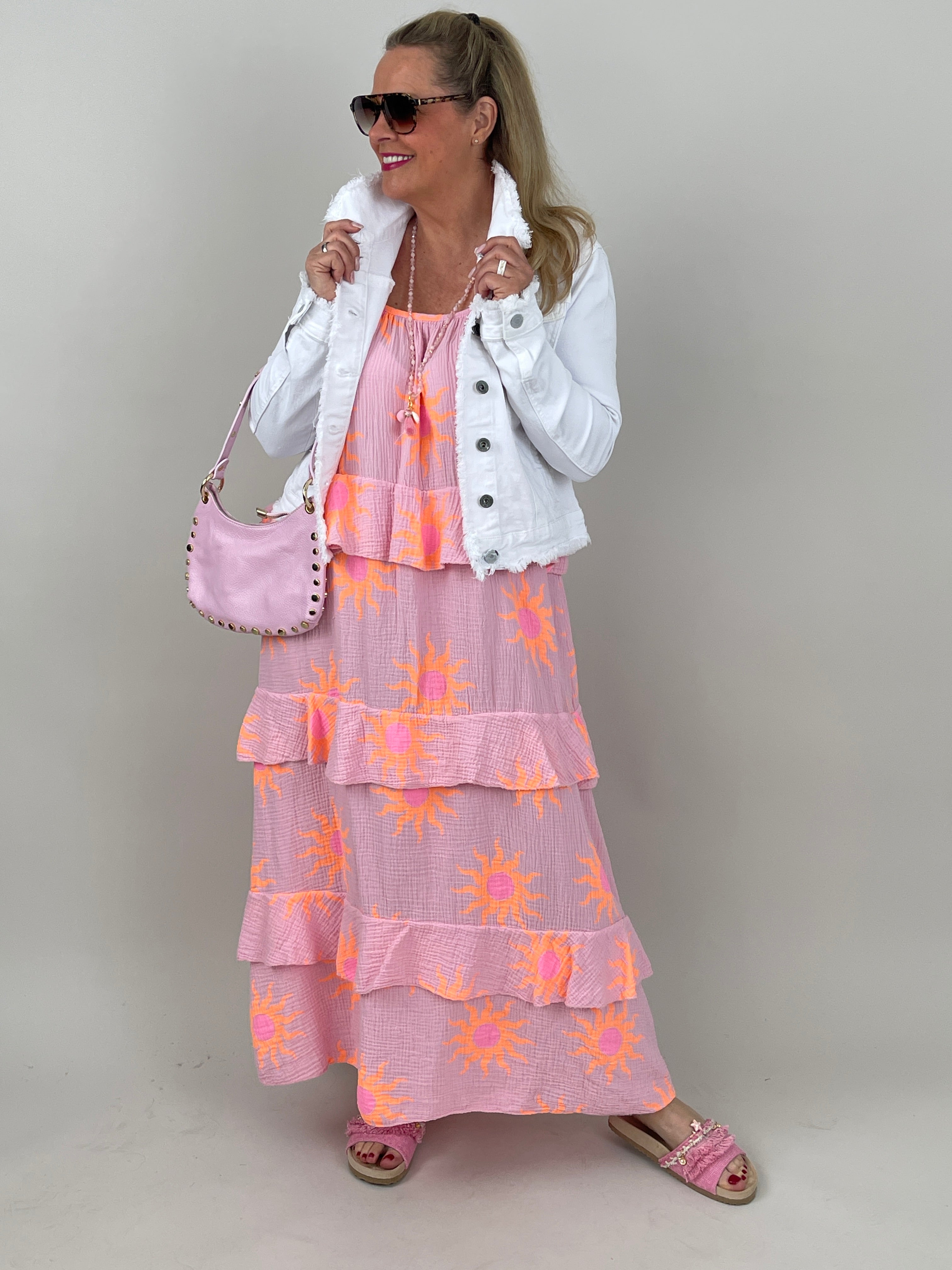 Kleid Musselin in Rosa/Orange