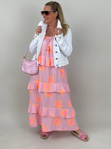 Kleid Musselin in Rosa/Orange