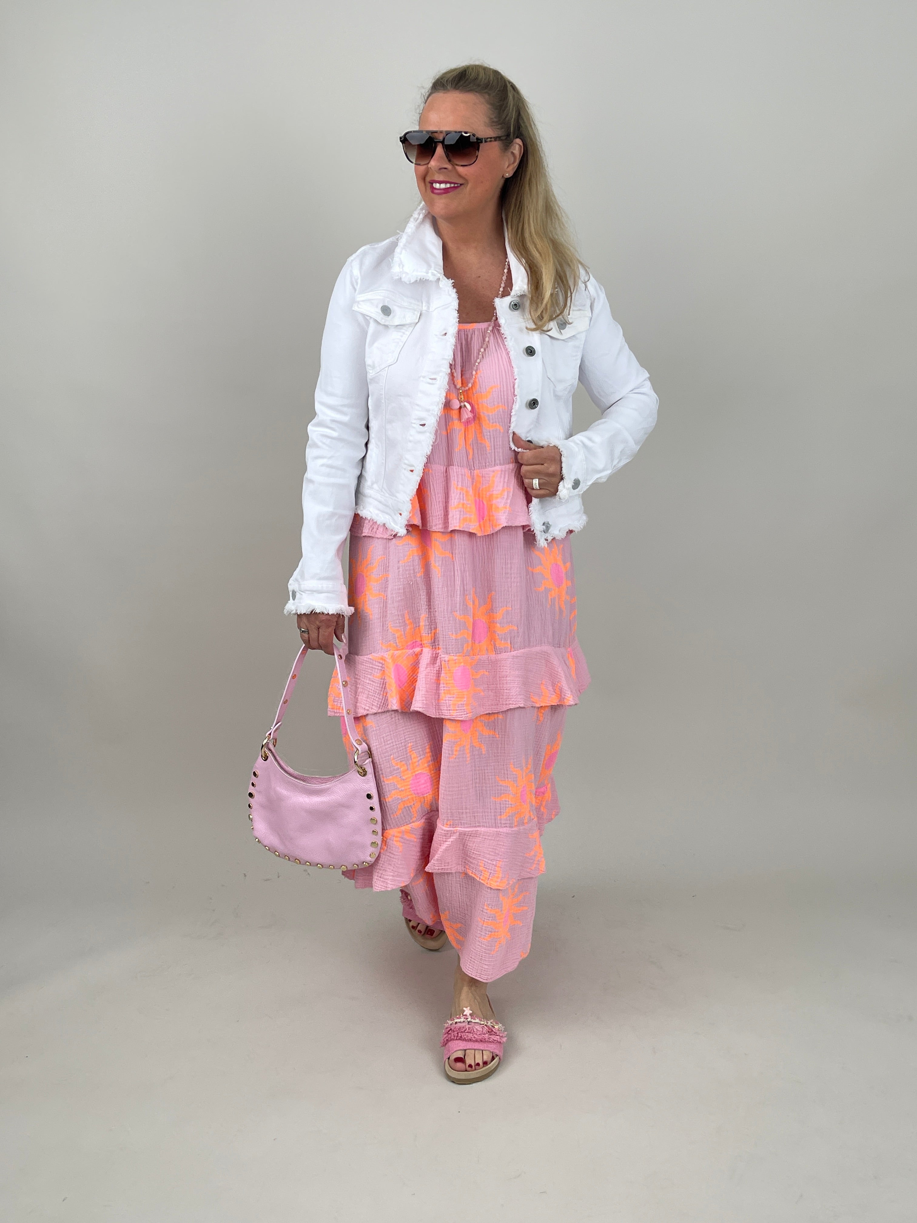 Kleid Musselin in Rosa/Orange