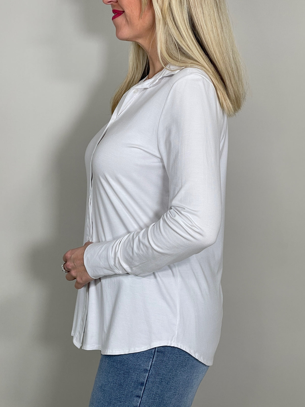 Bluse Classic Jersey in Weiß