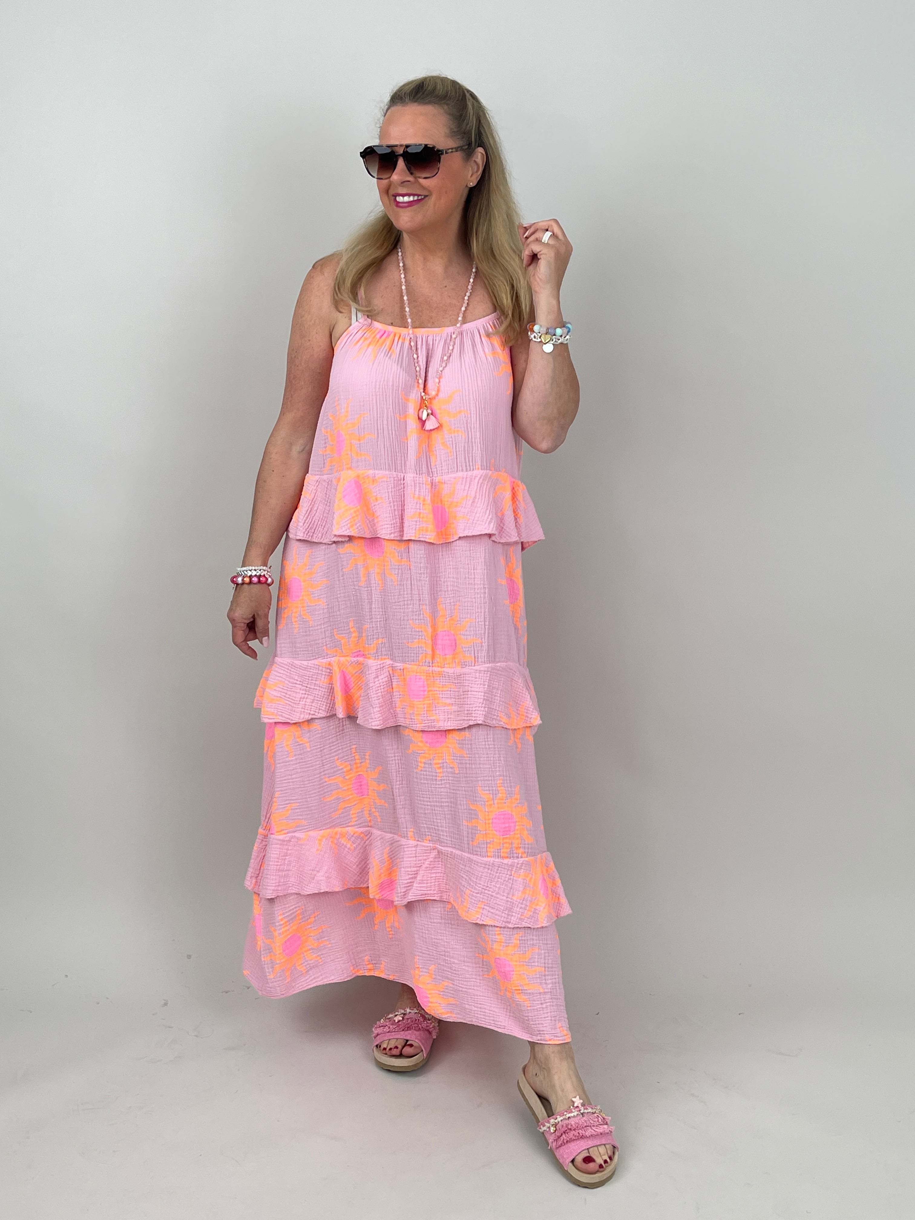 Kleid Musselin in Rosa/Orange