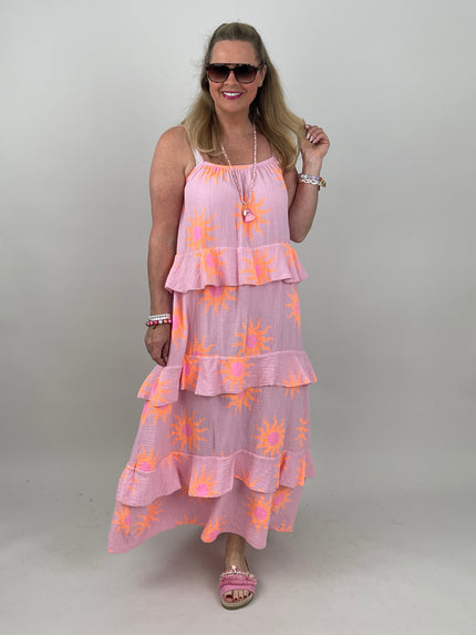 Kleid Musselin in Rosa/Orange
