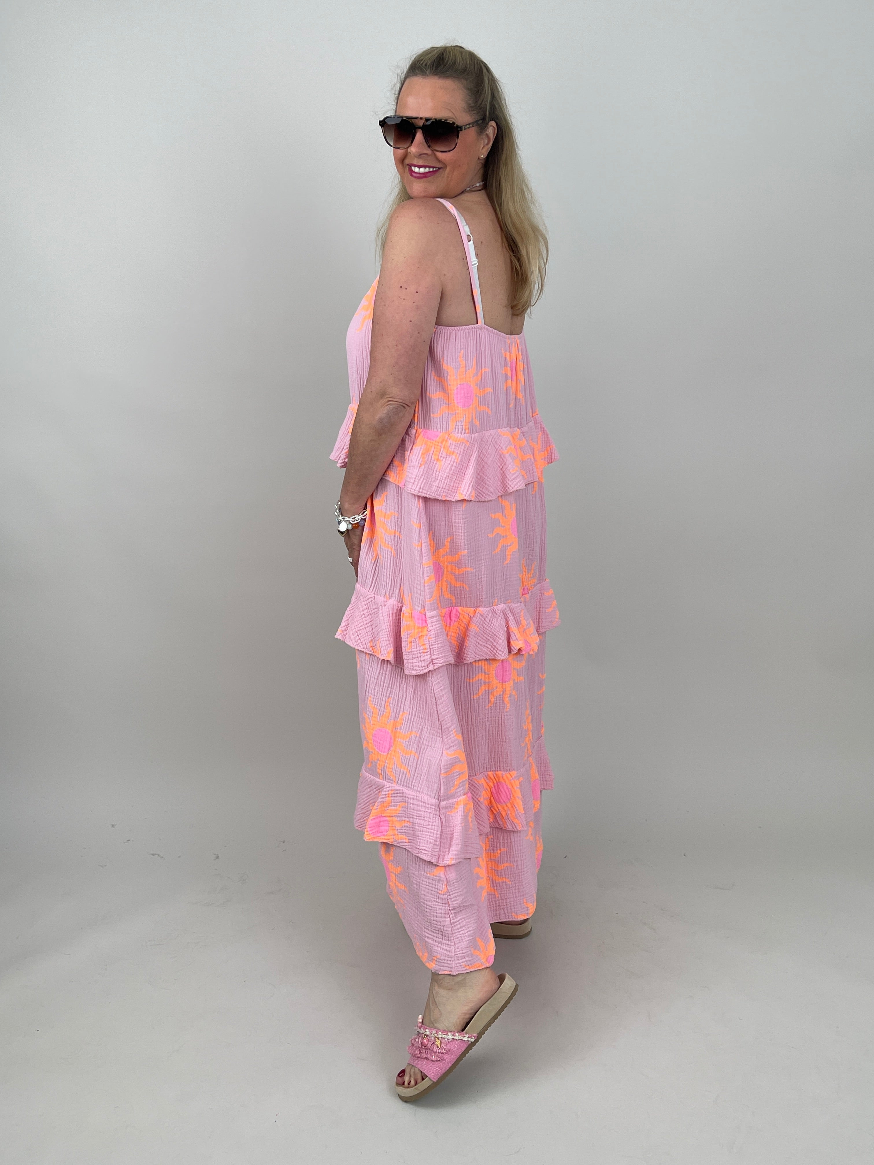 Kleid Musselin in Rosa/Orange