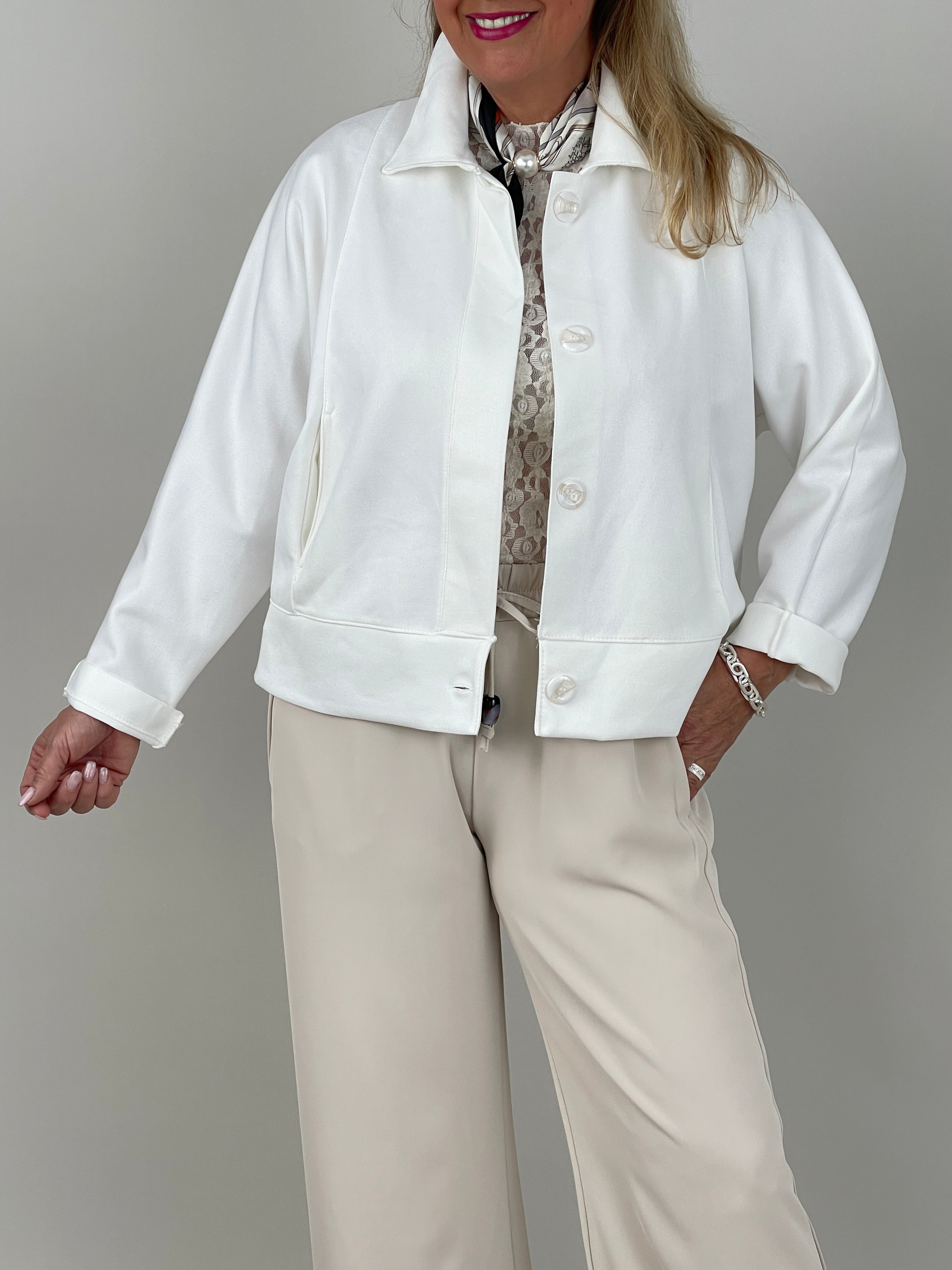 Jacke Velours in Offwhite