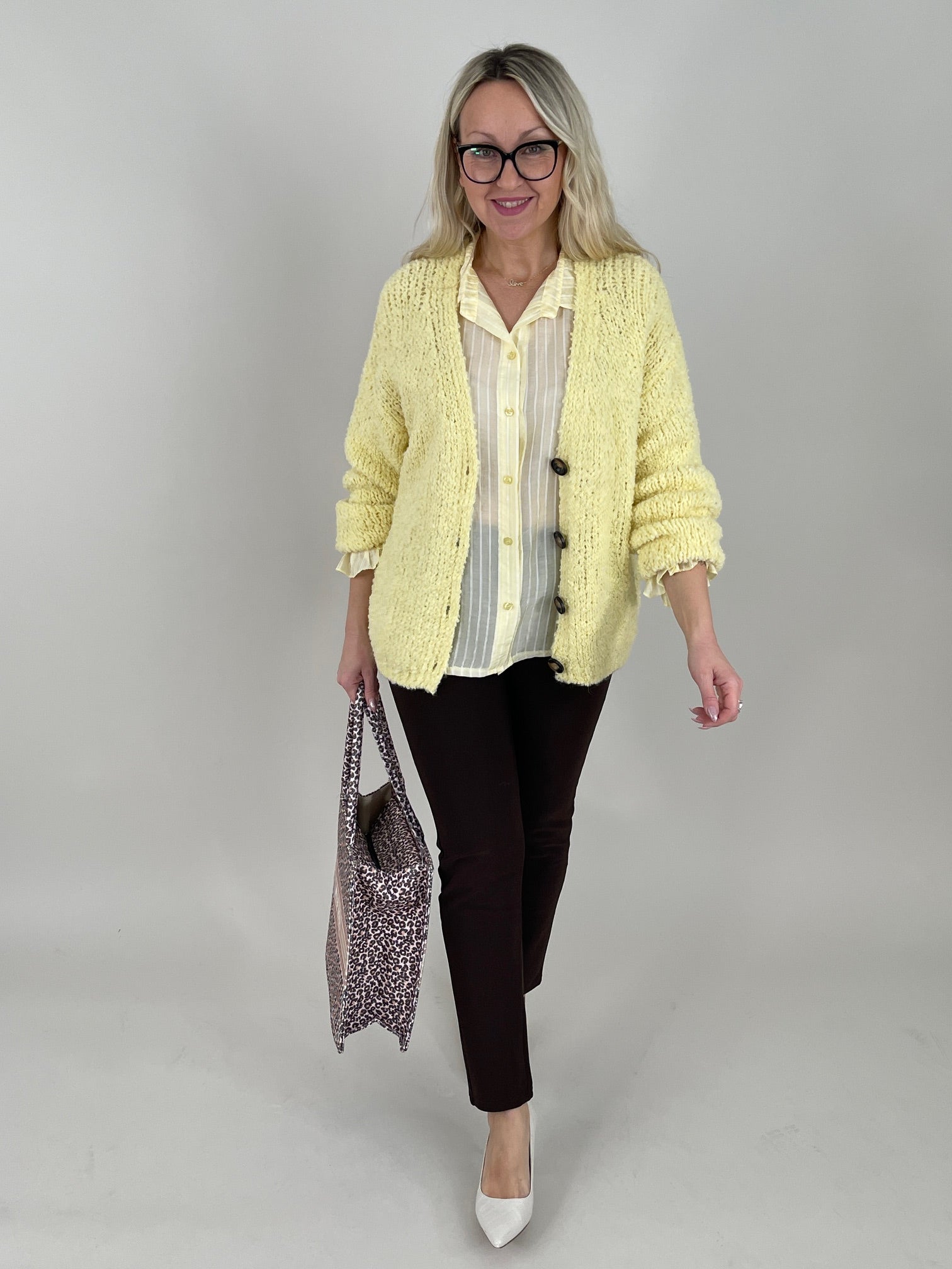 Cardigan Bouclé in Gelb