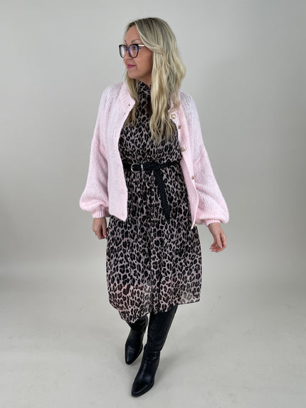 Plissee Kleid Leo Muster leicht Rosa