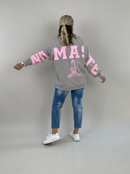 Sweater Namaste gestreift in Taupe/Offwhite Artikel 6145