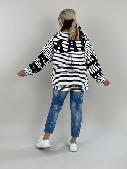 Sweater Namaste gestreift in Schwarz/Offwhite Artikel 6146