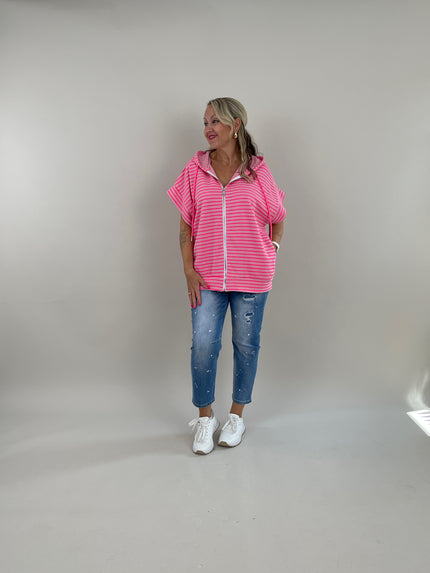 Sweatjacke Streifen in Pink/Rosa Artikel 6106