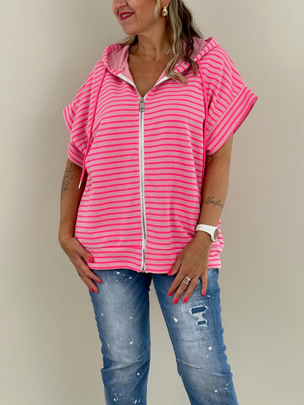Sweatjacke Streifen in Pink/Rosa Artikel 6106