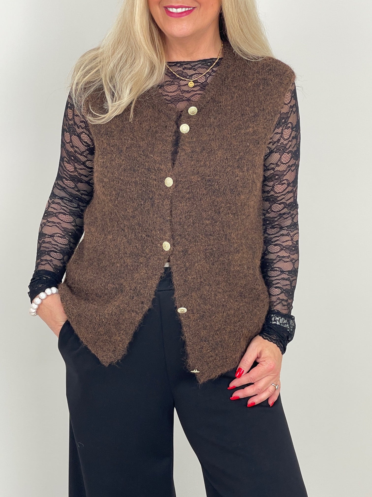 Weste Goldknöpfe in Mokka Art. 6555