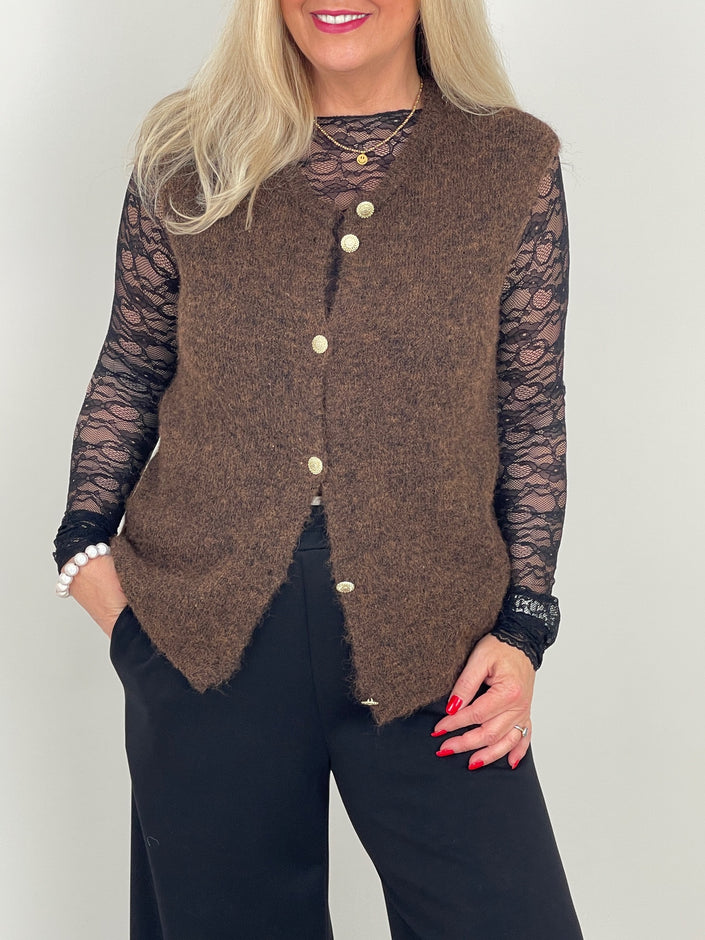 Weste Goldknöpfe in Mokka Art. 6555