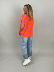 Strick Oberteil Streifen in Orange/Pink