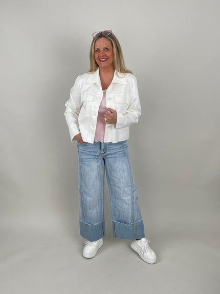 Jacke Velours in Offwhite