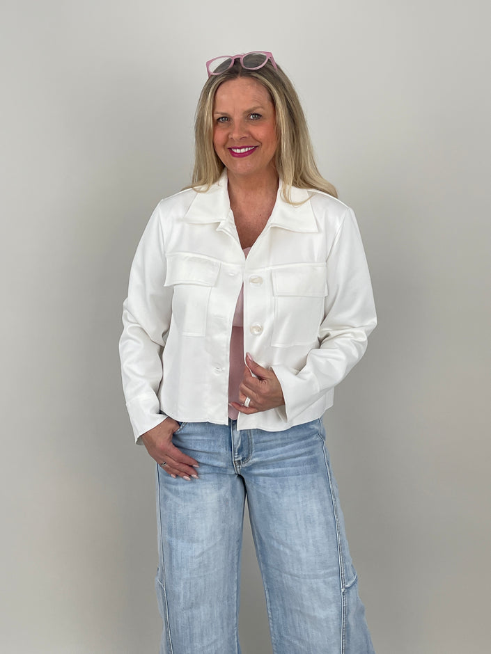 Jacke Velours in Offwhite