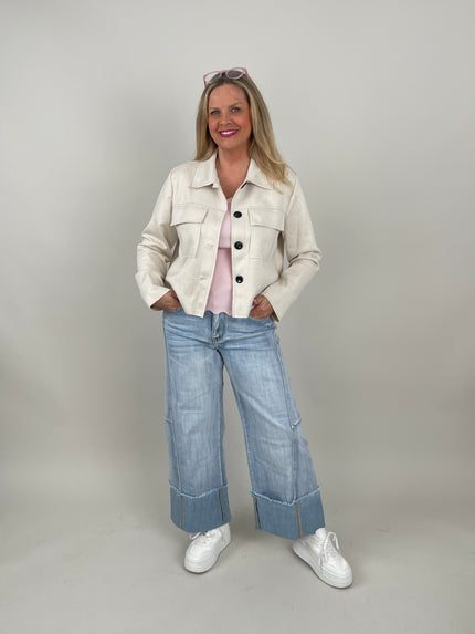 Jacke Velours in Beige