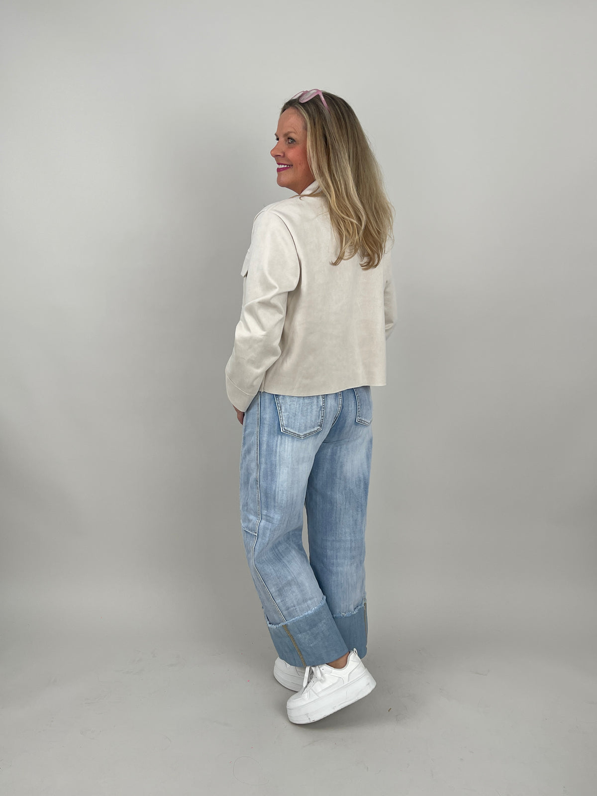 Jacke Velours in Beige