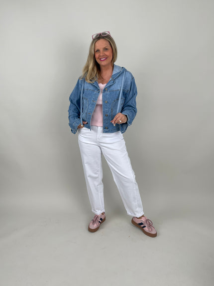 Jeansjacke mit Kapuze seitliche Taschen