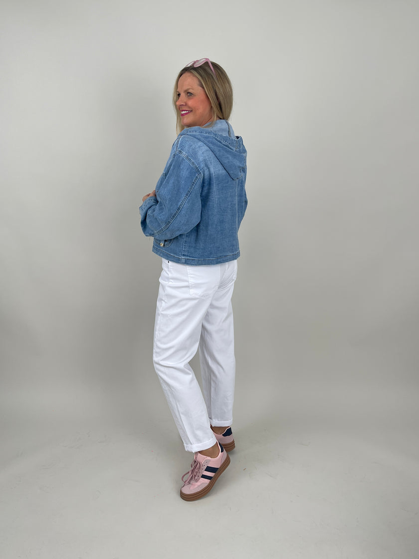 Jeansjacke mit Kapuze seitliche Taschen
