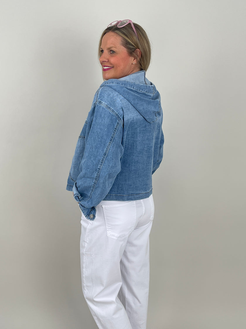Jeansjacke mit Kapuze seitliche Taschen