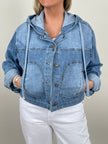 Jeansjacke mit Kapuze seitliche Taschen