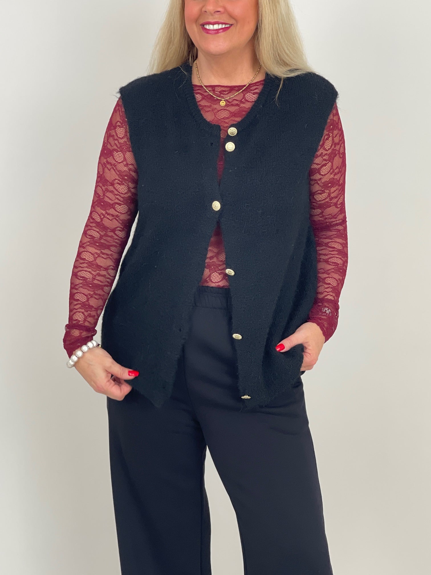 Weste Goldknöpfe in Schwarz Art. 6556