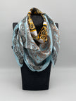Tuch 70X70 Muster in Hellblau/Gold