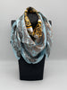 Tuch 70X70 Muster in Hellblau/Gold