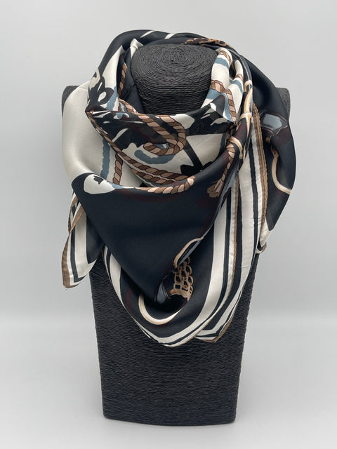 Tuch 70X70 Muster in Creme/Schwarz/Braun