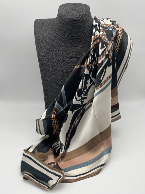 Tuch 70X70 Muster in Creme/Schwarz/Braun