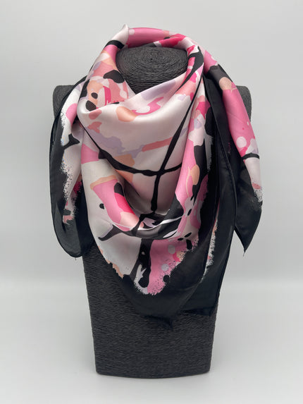Tuch 70X70 Muster in Schwarz/Pink