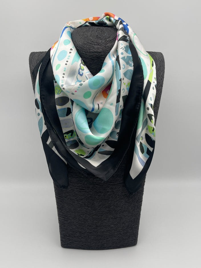 Tuch 70X70 Muster in Schwarz/Bunt