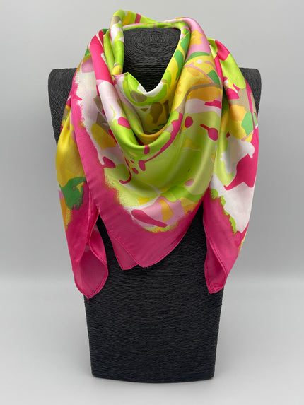 Tuch 70X70 Muster in Pink/Grün/Gelb