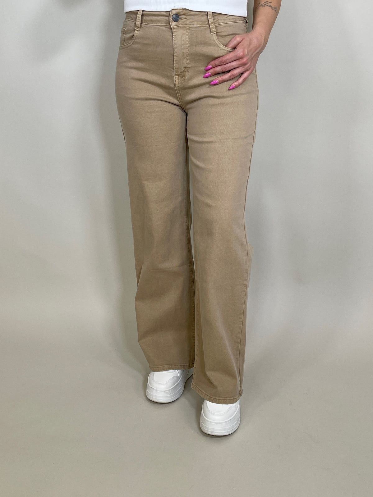 Jeans Wide Leg in Beige