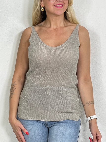 B-WARE Top mit Glitzerfäden in Silber 3267