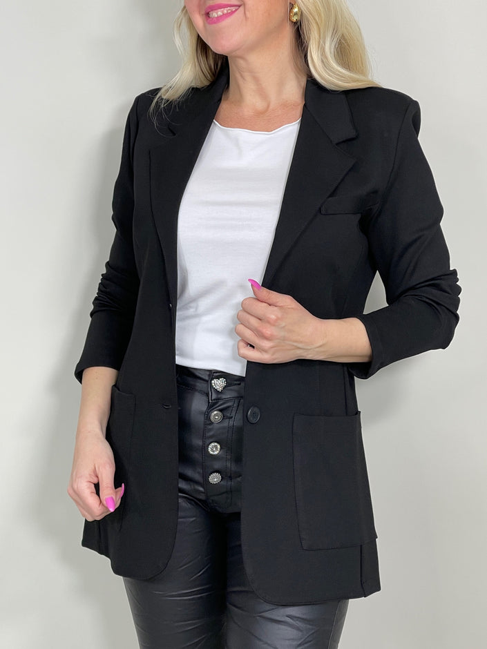 Longblazer Classic mit Taschen in Schwarz Artikel 5372