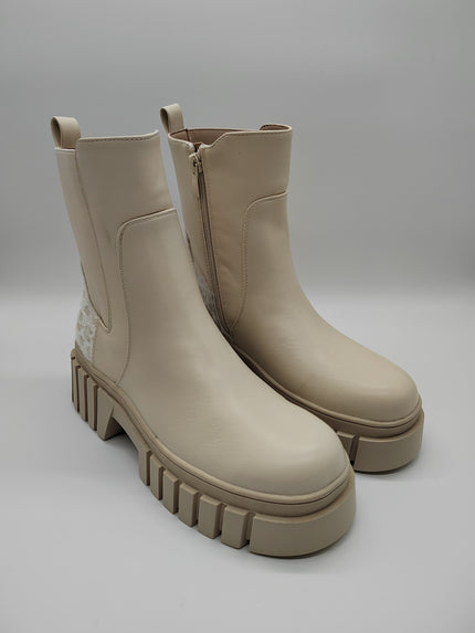 Boots mit Leo-Details in Beige Artikel 3810