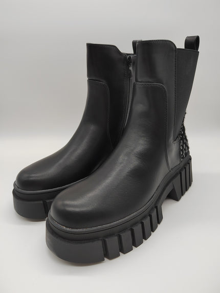 Boots mit Leo-Details in Schwarz Artikel 3841