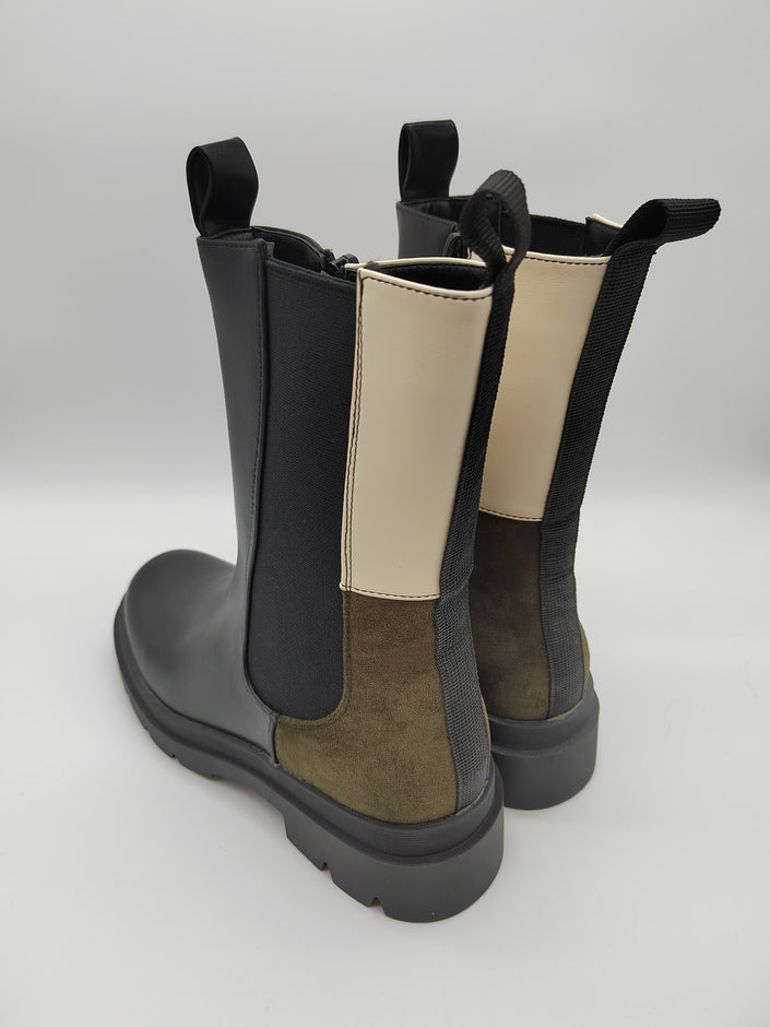 Boots in Schwarz/Beige/Khaki Artikel 3091