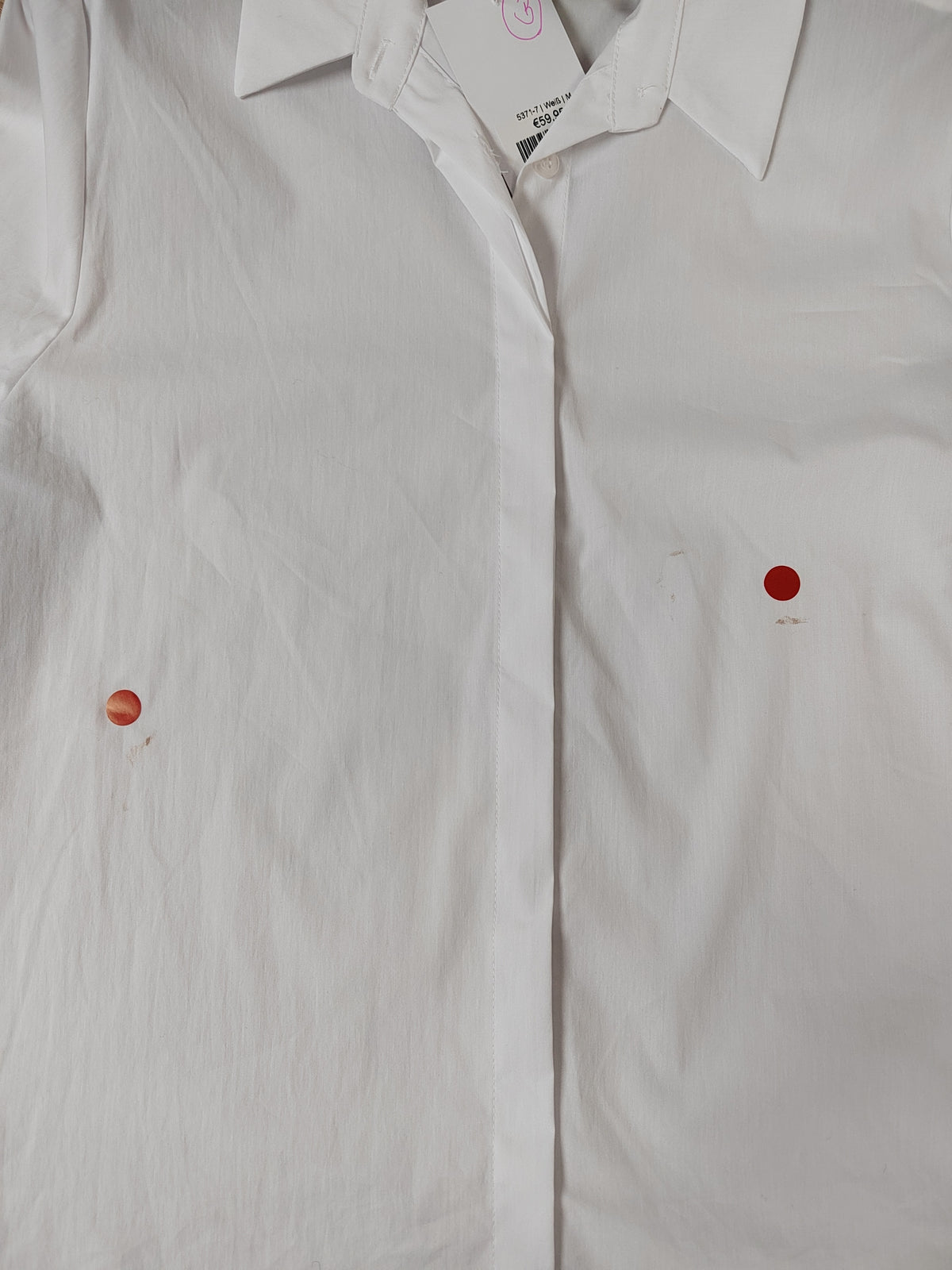 B-WARE Bluse Classic mit Schriftzug am Ärmel in Weiß