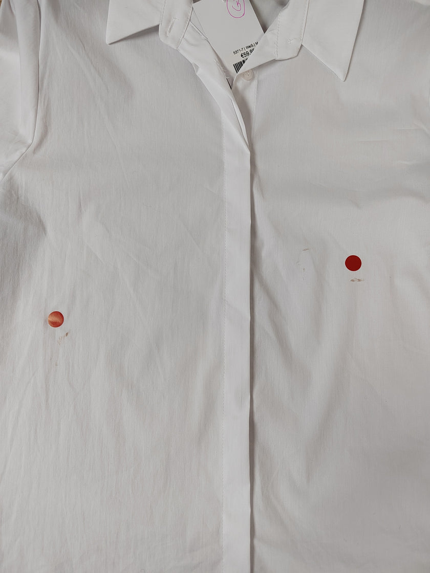 B-WARE Bluse Classic mit Schriftzug am Ärmel in Weiß Artikel 5371